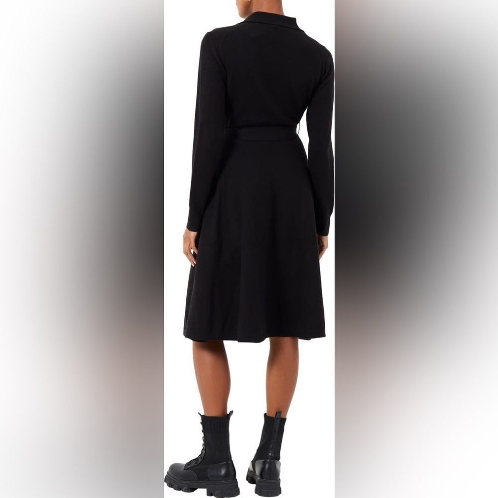 French Connection Judith Tie Waist Long Sleeve A-Line Dress  size M - Picture 2 of 9